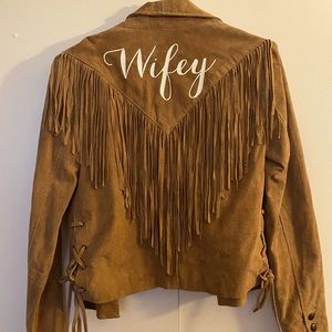 Wifey Jacket with Fringe includes BRIDE Sunglasses